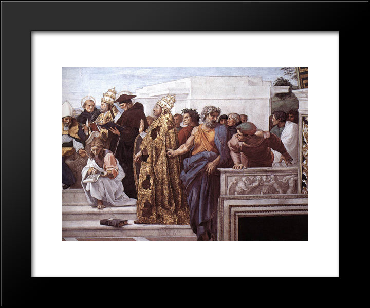 Disputation Of The Holy Sacrament (La Disputa) [Detail: 13] 20x24 Black Modern Wood Framed Art Print Poster by Raphael
