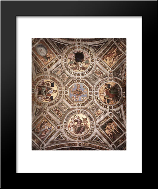 The Stanza Della Segnatura Ceiling 20x24 Black Modern Wood Framed Art Print Poster by Raphael