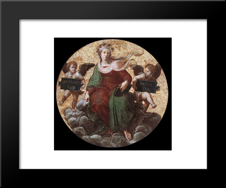 The Stanza Della Segnatura Ceiling: Theology 20x24 Black Modern Wood Framed Art Print Poster by Raphael