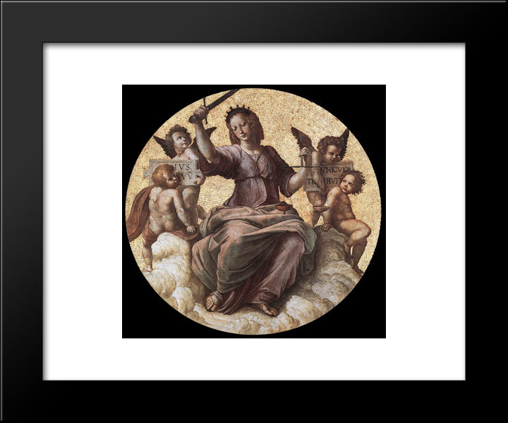 The Stanza Della Segnatura Ceiling: Justice 20x24 Black Modern Wood Framed Art Print Poster by Raphael