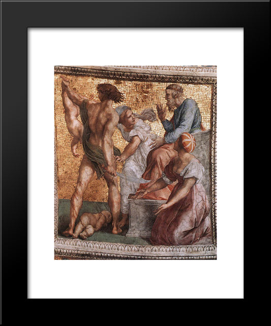 The Stanza Della Segnatura Ceiling: The Judgment Of Solomon 20x24 Black Modern Wood Framed Art Print Poster by Raphael