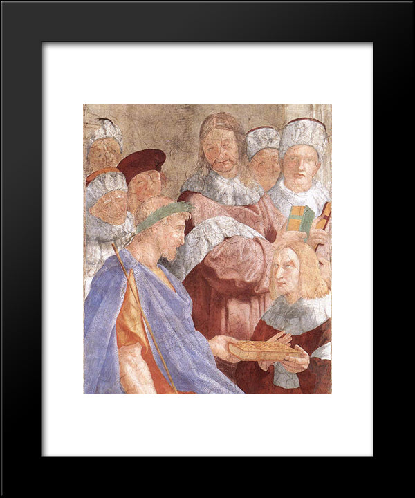 Justinian Presenting The Pandects To Trebonianus [Detail: 1] 20x24 Black Modern Wood Framed Art Print Poster by Raphael
