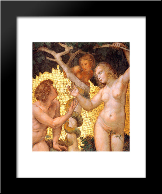 The Stanza Della Segnatura Ceiling: Adam And Eve [Detail: 1] 20x24 Black Modern Wood Framed Art Print Poster by Raphael