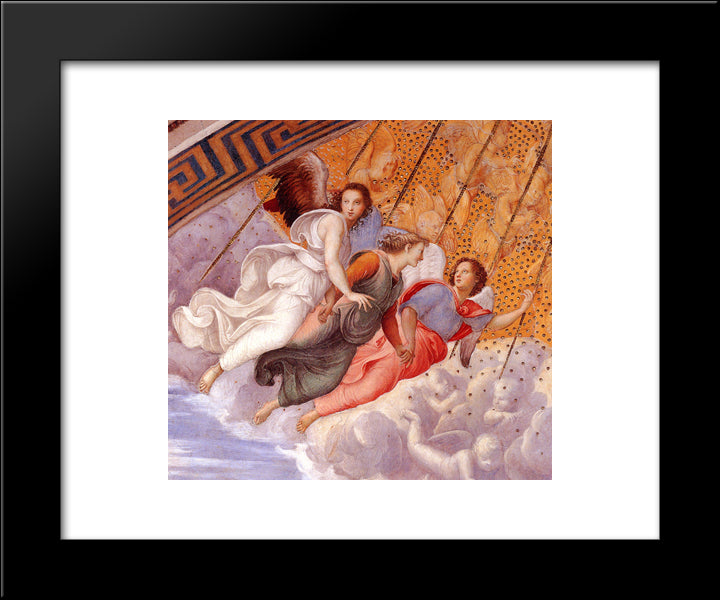 The Stanza Della Segnatura Ceiling [Detail: 1] 20x24 Black Modern Wood Framed Art Print Poster by Raphael