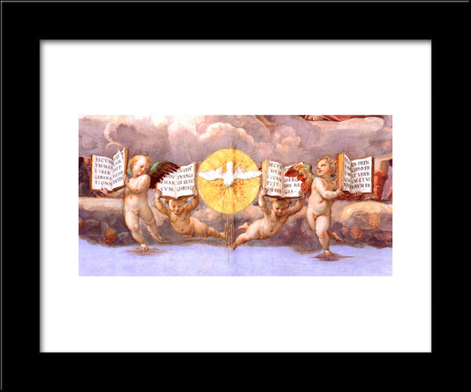 The Stanza Della Segnatura Ceiling [Detail: 4] 20x24 Black Modern Wood Framed Art Print Poster by Raphael