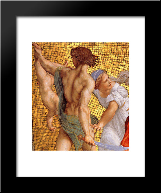 The Stanza Della Segnatura Ceiling: The Judgment Of Solomon [Detail: 1] 20x24 Black Modern Wood Framed Art Print Poster by Raphael