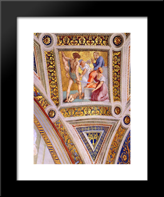 The Stanza Della Segnatura Ceiling: The Judgment Of Solomon [Detail: 2] 20x24 Black Modern Wood Framed Art Print Poster by Raphael