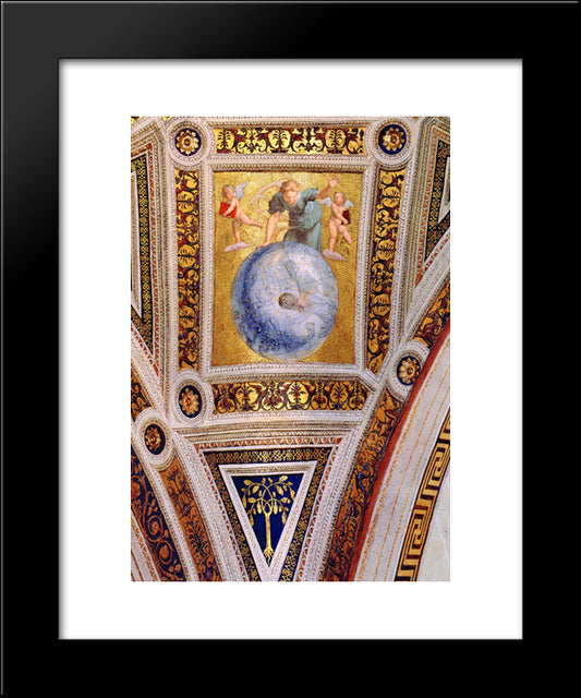 The Stanza Della Segnatura Ceiling: Prime Mover [Detail: 1] 20x24 Black Modern Wood Framed Art Print Poster by Raphael