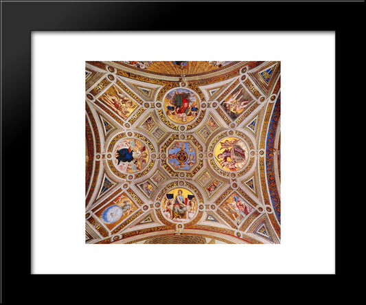 The Stanza Della Segnatura Ceiling [Detail: 1] 20x24 Black Modern Wood Framed Art Print Poster by Raphael