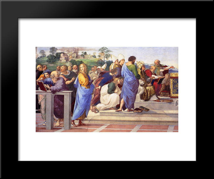 Disputation Of The Holy Sacrament (La Disputa) [Detail: 12] 20x24 Black Modern Wood Framed Art Print Poster by Raphael