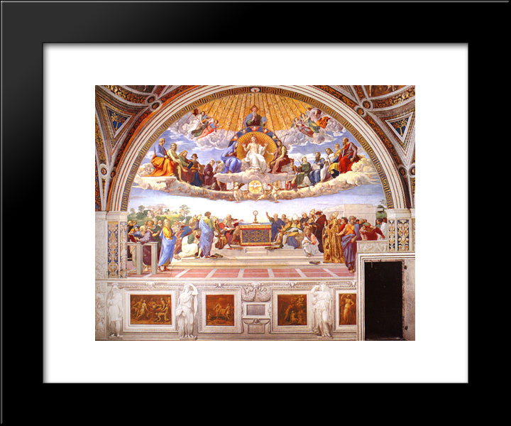 Disputation Of The Holy Sacrament (La Disputa) [Detail: 1A] 20x24 Black Modern Wood Framed Art Print Poster by Raphael