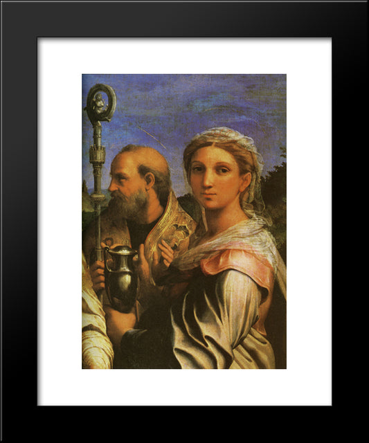 St Cecilia With Sts Paul, John Evangelists, Augustine And Mary Magdalene [Detail #1] 20x24 Black Modern Wood Framed Art Print Poster by Raphael