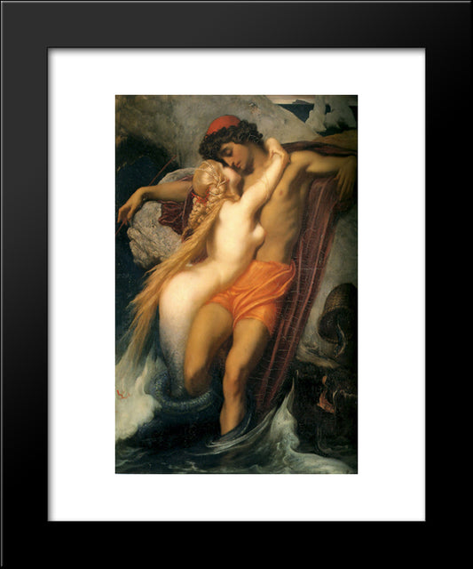 The Fisherman And The Syren 20x24 Black Modern Wood Framed Art Print Poster by Leighton, Frederic