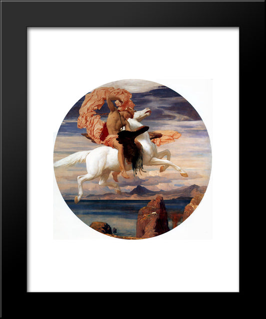 Perseus On Pegasus Hastening To The Rescue Of Andromeda 20x24 Black Modern Wood Framed Art Print Poster by Leighton, Frederic