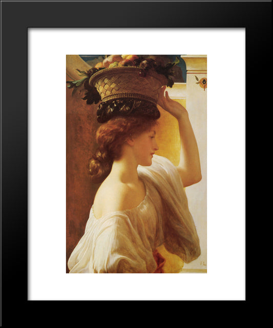 Eucharis - A Girl With A Basket Of Fruit 20x24 Black Modern Wood Framed Art Print Poster by Leighton, Frederic