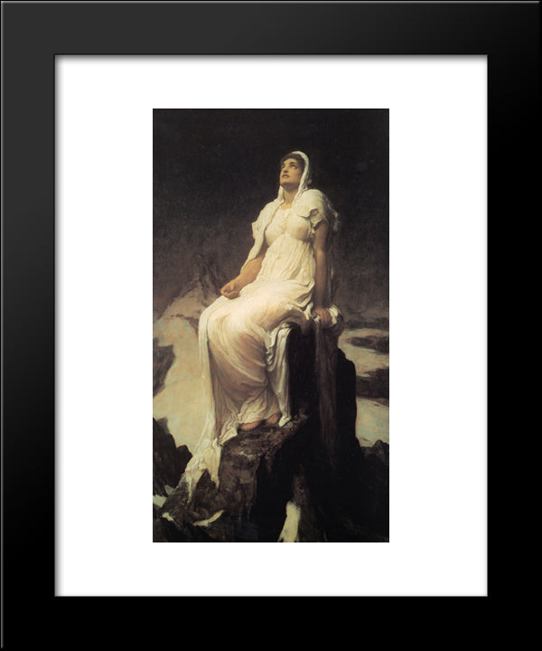 The Spirit Of The Summit 20x24 Black Modern Wood Framed Art Print Poster by Leighton, Frederic