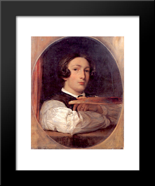 Self-Portrait As A Boy 20x24 Black Modern Wood Framed Art Print Poster by Leighton, Frederic