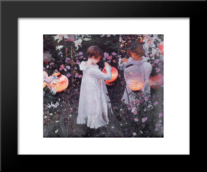 Carnation, Lily, Lily, Rose 20x24 Black Modern Wood Framed Art Print Poster by Sargent, John Singer