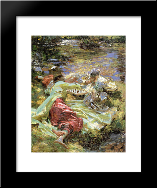 The Chess Game 20x24 Black Modern Wood Framed Art Print Poster by Sargent, John Singer