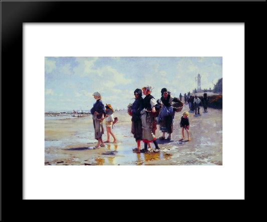 Oyster Gatherers Of Cancale 20x24 Black Modern Wood Framed Art Print Poster by Sargent, John Singer