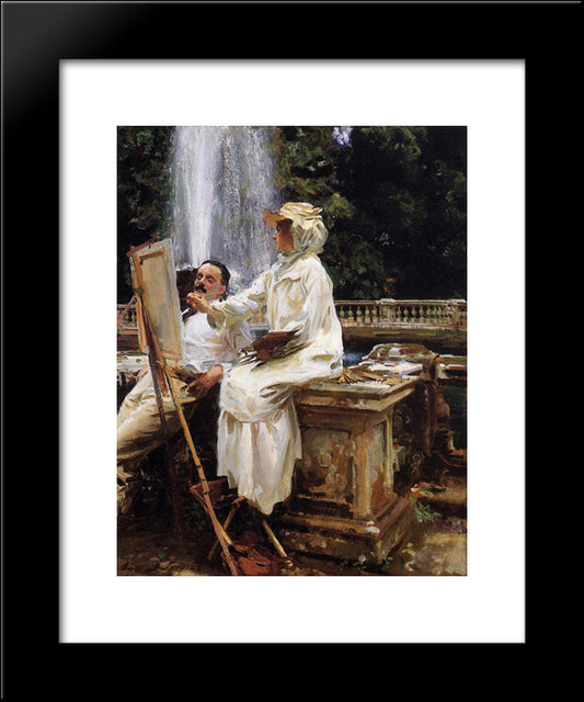The Fountain, Villa Torlonia, Frascati, Italy 20x24 Black Modern Wood Framed Art Print Poster by Sargent, John Singer