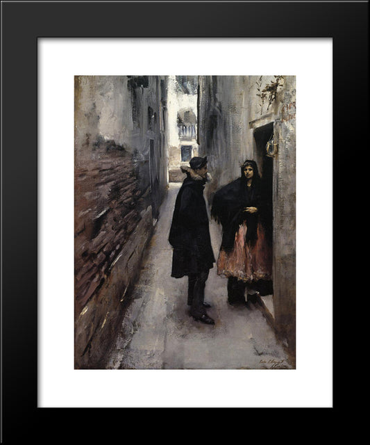 A Street In Venice 20x24 Black Modern Wood Framed Art Print Poster by Sargent, John Singer