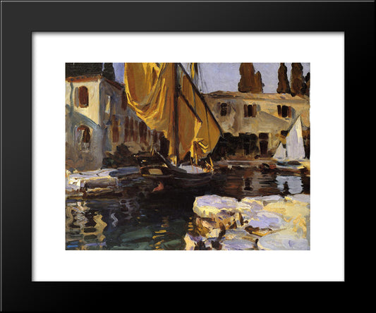 Boat With The Golden Sail, San Vigilio 20x24 Black Modern Wood Framed Art Print Poster by Sargent, John Singer