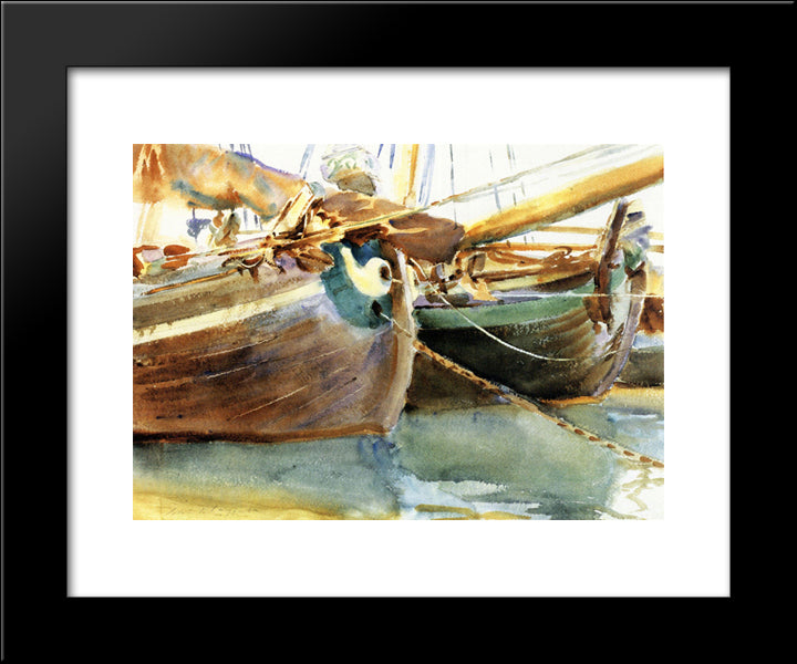Boats, Venice 20x24 Black Modern Wood Framed Art Print Poster by Sargent, John Singer