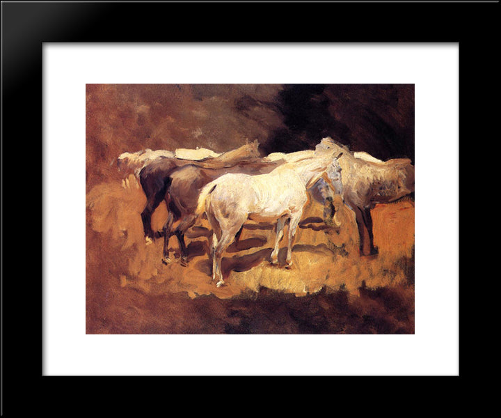 Horses At Palma 20x24 Black Modern Wood Framed Art Print Poster by Sargent, John Singer