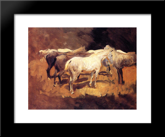 Horses At Palma 20x24 Black Modern Wood Framed Art Print Poster by Sargent, John Singer