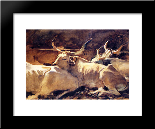 Oxen In Repose 20x24 Black Modern Wood Framed Art Print Poster by Sargent, John Singer