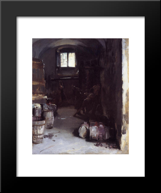 Pressing The Grapes: Florentine Wine Cellar 20x24 Black Modern Wood Framed Art Print Poster by Sargent, John Singer