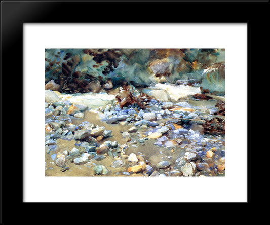 Purtud, Bed Of A Glacier Torrent 20x24 Black Modern Wood Framed Art Print Poster by Sargent, John Singer