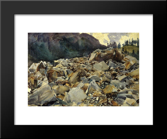 Purtud, Alpine Scene And Boulders 20x24 Black Modern Wood Framed Art Print Poster by Sargent, John Singer