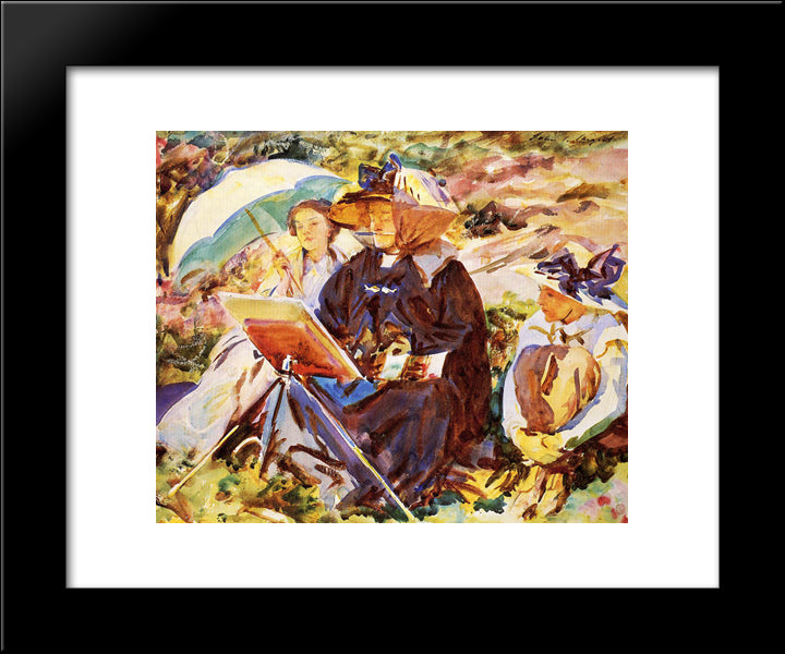 Simplon Pass: The Lesson 20x24 Black Modern Wood Framed Art Print Poster by Sargent, John Singer