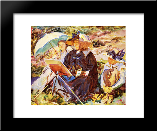 Simplon Pass: The Lesson 20x24 Black Modern Wood Framed Art Print Poster by Sargent, John Singer