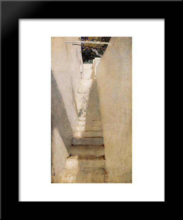 Staircase In Capri 20x24 Black Modern Wood Framed Art Print Poster by Sargent, John Singer