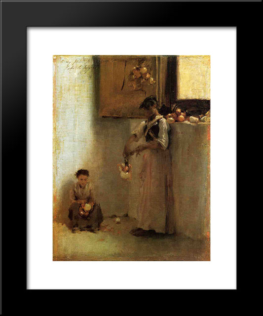 Stringing Onions 20x24 Black Modern Wood Framed Art Print Poster by Sargent, John Singer