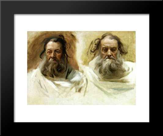 Study For Two Heads For Boston Mural 'The Prophets' 20x24 Black Modern Wood Framed Art Print Poster by Sargent, John Singer