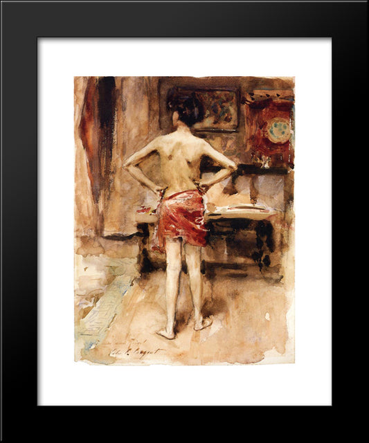 The Model: Interior With Standing Figure 20x24 Black Modern Wood Framed Art Print Poster by Sargent, John Singer