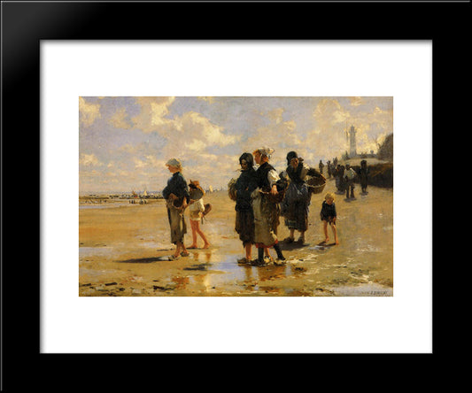 The Oyster Gatherers Of Cancale 20x24 Black Modern Wood Framed Art Print Poster by Sargent, John Singer