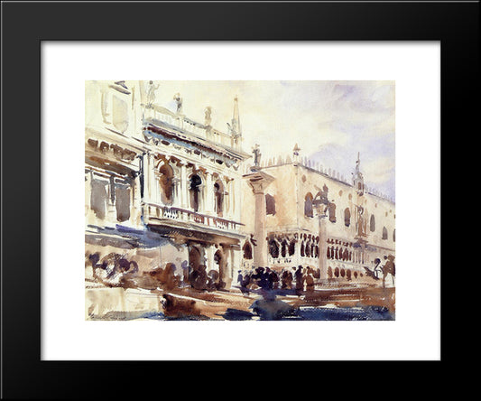 The Piazzetta And The Doge'S Palace 20x24 Black Modern Wood Framed Art Print Poster by Sargent, John Singer