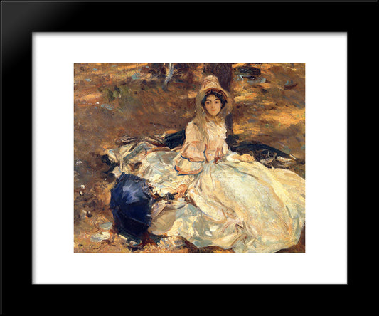 The Pink Dress 20x24 Black Modern Wood Framed Art Print Poster by Sargent, John Singer