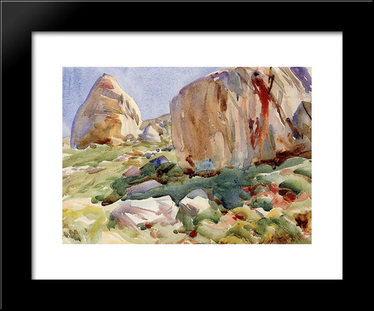 The Simplon: Large Rocks 20x24 Black Modern Wood Framed Art Print Poster by Sargent, John Singer
