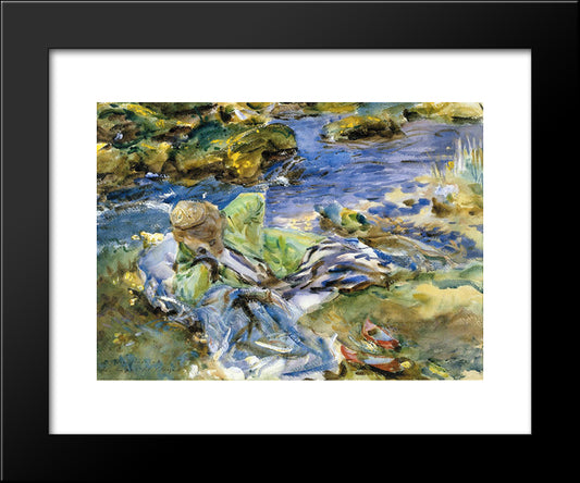 Turkish Woman By A Stream 20x24 Black Modern Wood Framed Art Print Poster by Sargent, John Singer