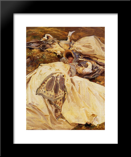 Two Girls In White Dresses 20x24 Black Modern Wood Framed Art Print Poster by Sargent, John Singer