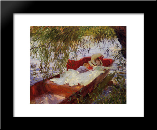 Two Women Asleep In A Punt Under The Willows 20x24 Black Modern Wood Framed Art Print Poster by Sargent, John Singer