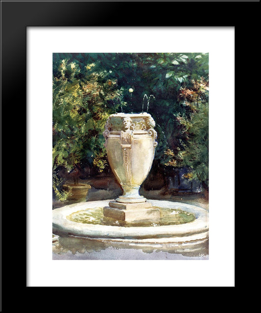 Vase Fountain, Pocantico 20x24 Black Modern Wood Framed Art Print Poster by Sargent, John Singer