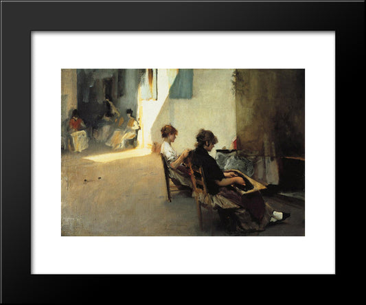 Venetian Bead Stringers 20x24 Black Modern Wood Framed Art Print Poster by Sargent, John Singer