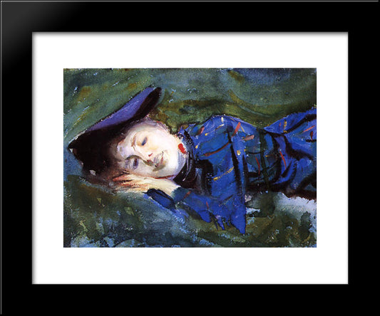 Violet Resting On The Grass 20x24 Black Modern Wood Framed Art Print Poster by Sargent, John Singer